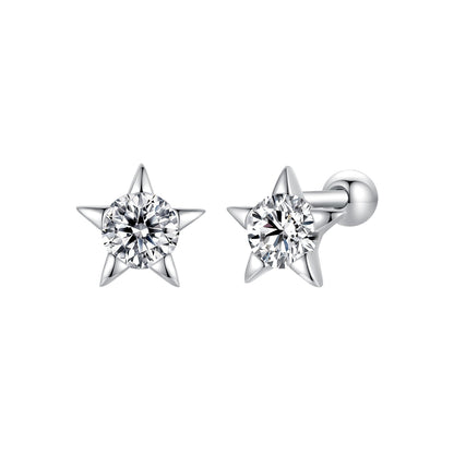 925 Sterling Silver Earrings with Pavé Setting CZ in White Gold  DestGlow