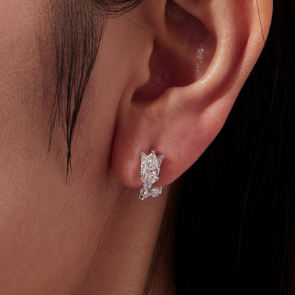 925 Sterling Silver Earrings with White Gold Plating and CZ  DestGlow