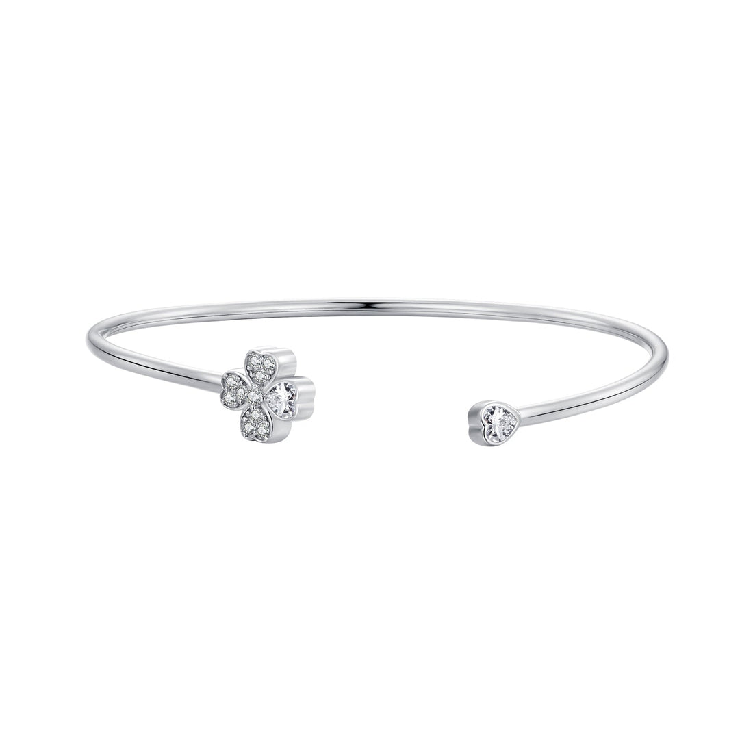 925 Sterling Silver Bracelet with Pavé Setting CZ, Inner Diameter 550mm, 2.0mm Wide, Unisex  DestGlow