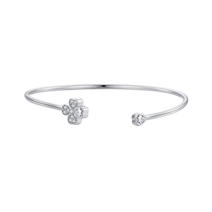 925 Sterling Silver Bracelet with Pavé Setting CZ, Inner Diameter 550mm, 2.0mm Wide, Unisex  DestGlow