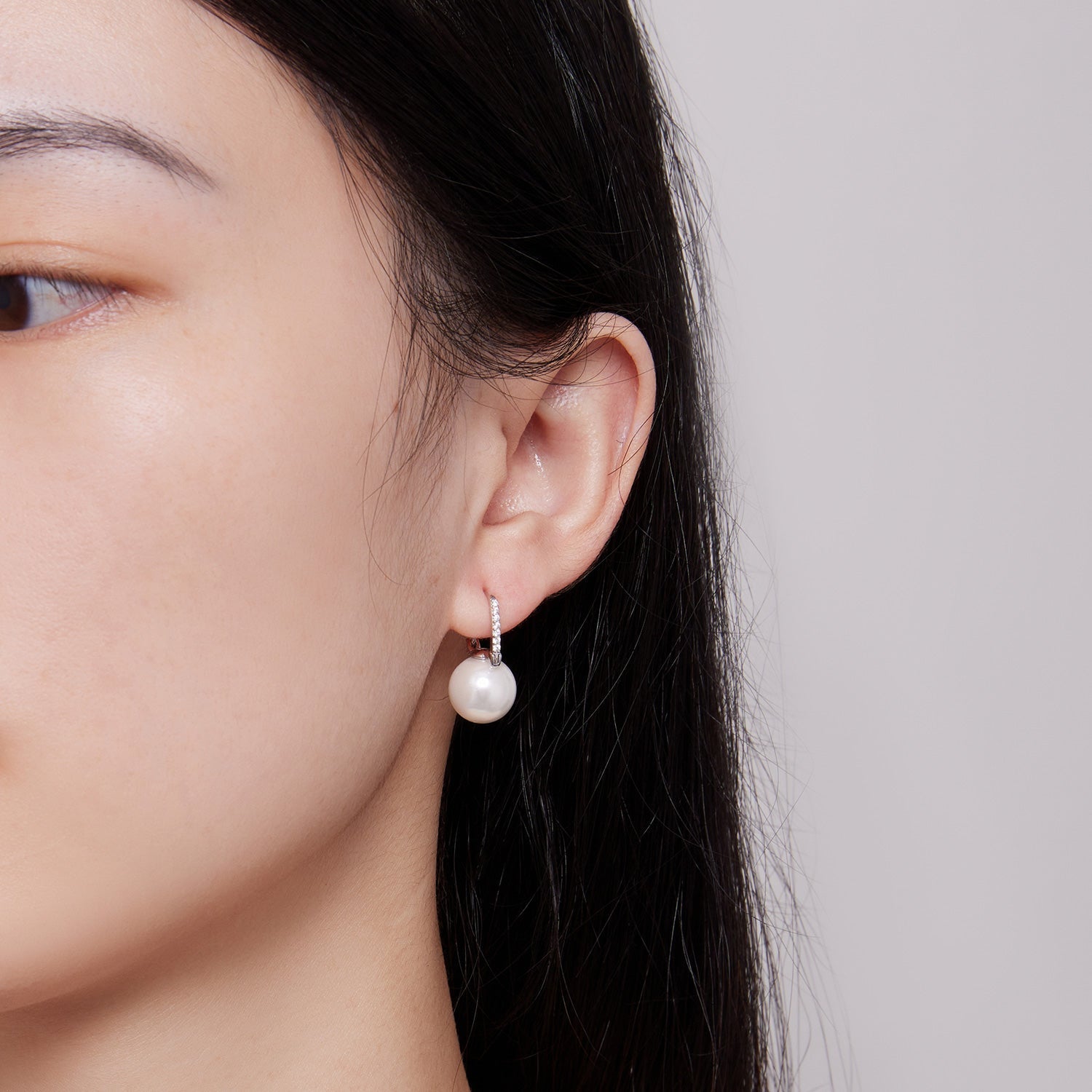 925 Sterling Silver Earrings with Quality Shell Pearl and CZ, 21*11mm, for Women  DestGlow