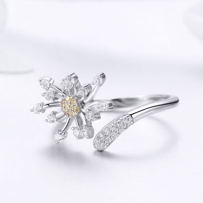 925 Sterling Silver Ring with Plated Platinum and Pavé Setting CZ by Bids.com