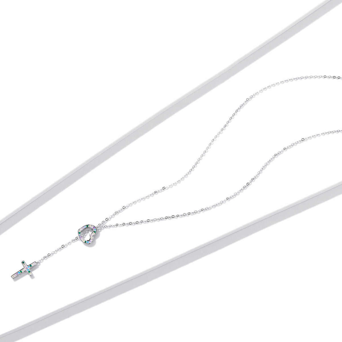 925 Sterling Silver Plated Necklace with Adjustable Length 42.5cm and CZ for Women  DestGlow
