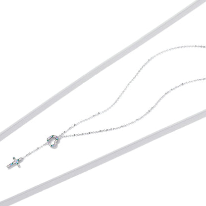 925 Sterling Silver Plated Necklace with Adjustable Length 42.5cm and CZ for Women  DestGlow