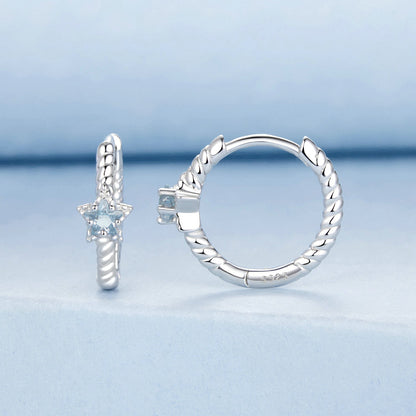 925 Sterling Silver Earrings with CZ and White Gold Plating, 1.3cm for Women  DestGlow