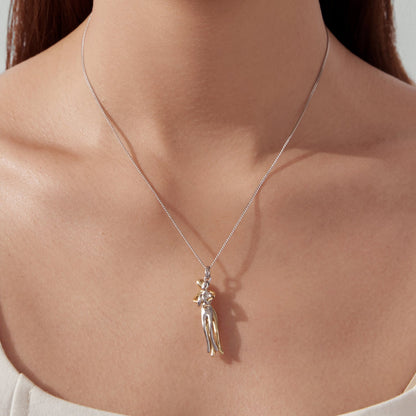 925 Sterling Silver Plated White Gold &amp; Gold Necklace 40+5cm for Women  DestGlow