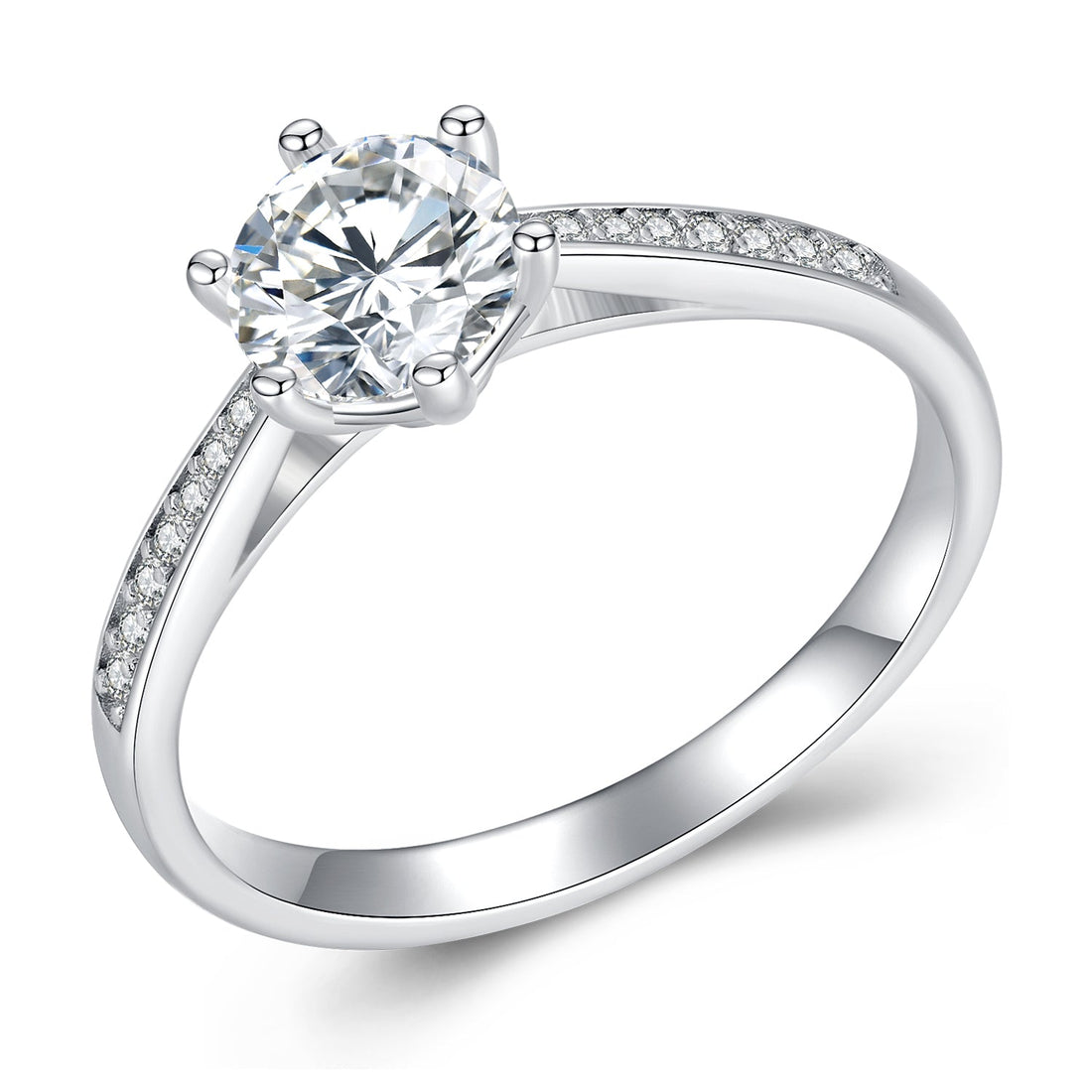 925 Sterling Silver Moissanite &amp; CZ Ring Size 6 for Women  DestGlow
