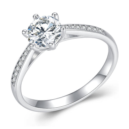 925 Sterling Silver Moissanite &amp; CZ Ring Size 6 for Women
