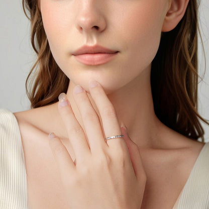 925 Sterling Silver Oxidized 0.18cm Wide Pavé Setting CZ Ring for Women - Size 6.0  DestGlow