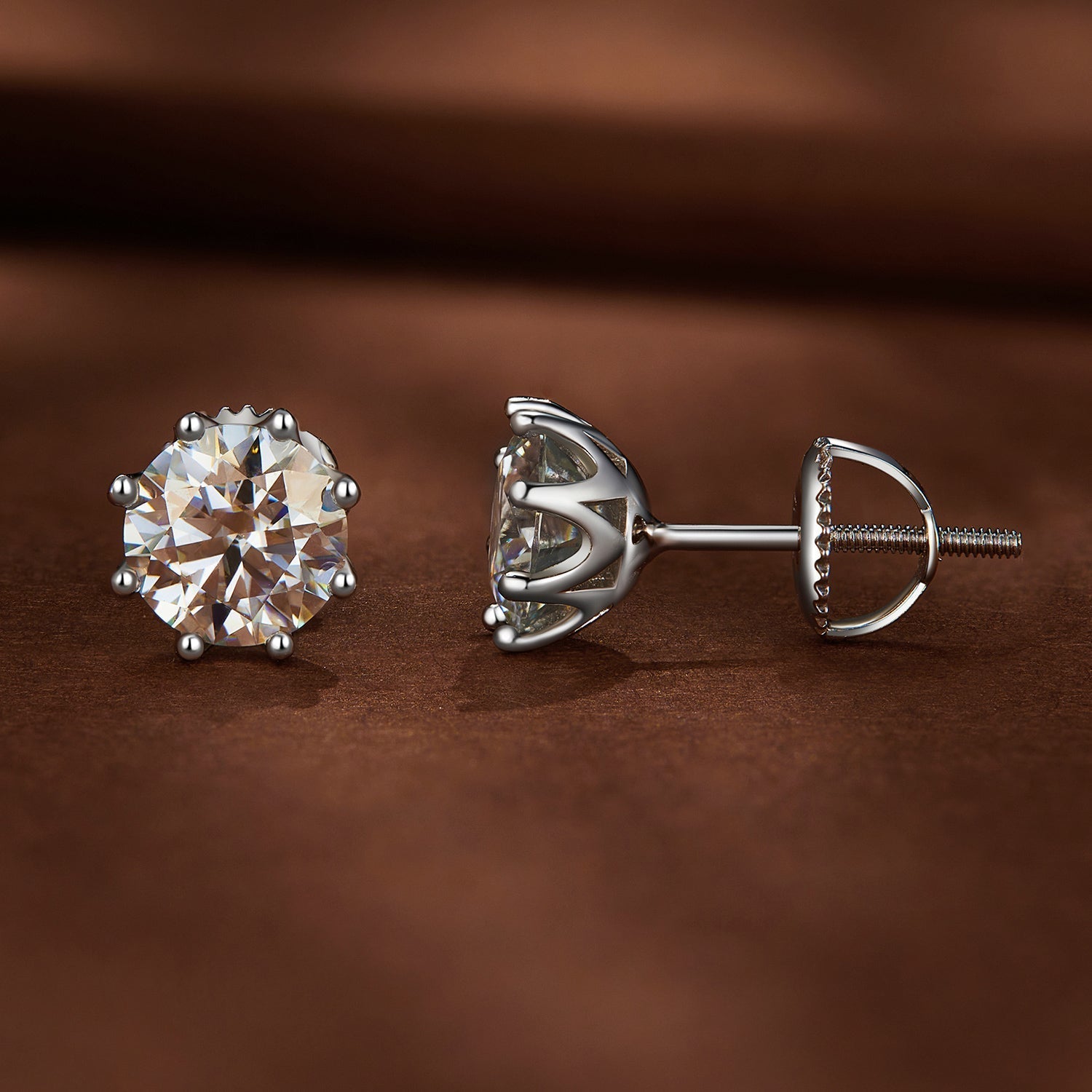 S925 Silver 0.5 Carat Moissanite Earrings 6.0mm for Women