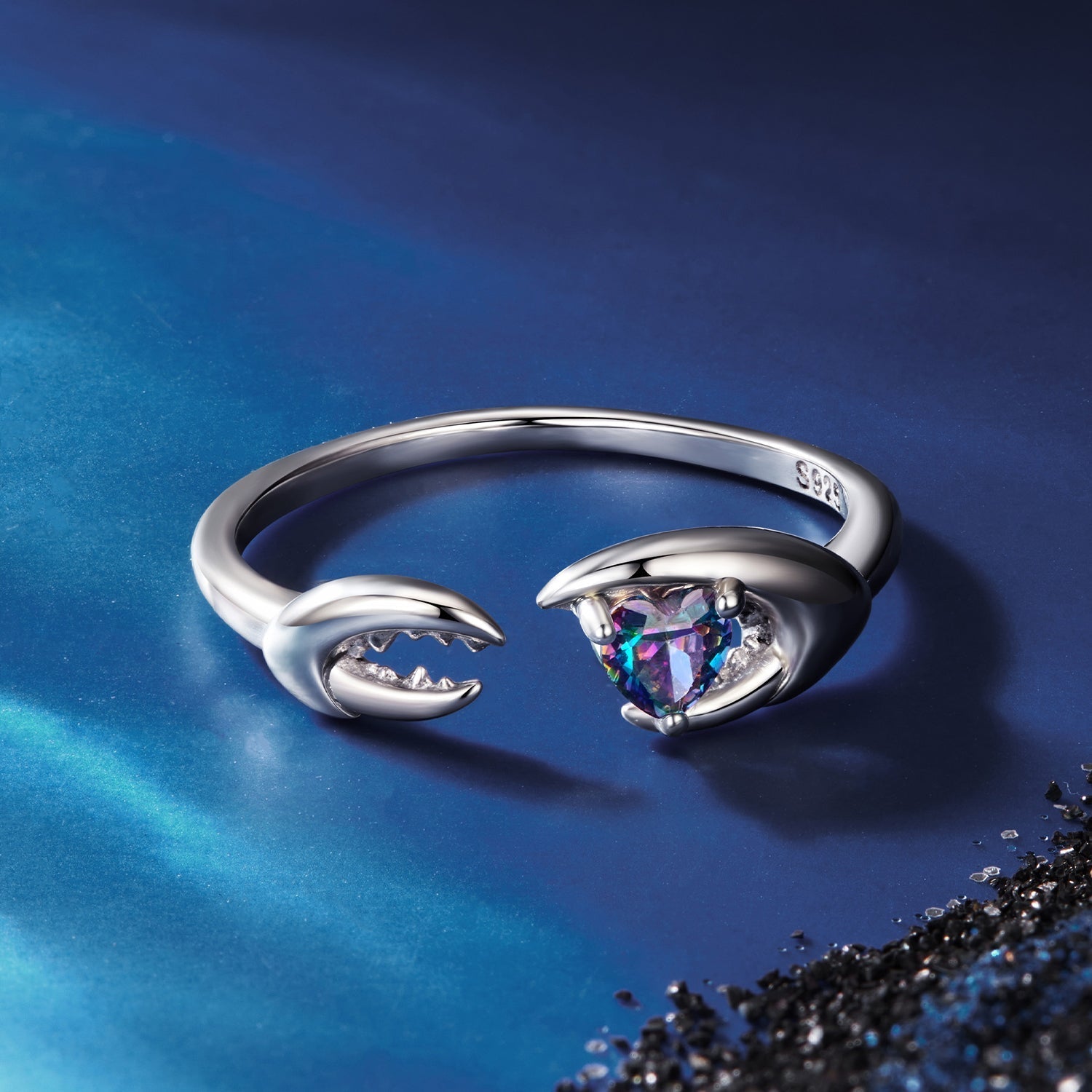 925 Sterling Silver Transparent Glass Oxidized Silver Ring for Women  DestGlow