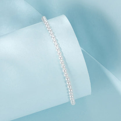 925 Sterling Silver White Gold Plated Shell Pearl Bracelet 16+6cm for Women  DestGlow