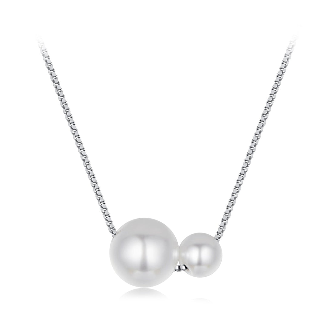 925 Sterling Silver &amp; White Gold Plated Adjustable Pearl Necklace for Women  DestGlow