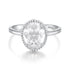 925 Sterling Silver Pavé Setting CZ White Gold Plated Ring with Transparent Glass for Women  DestGlow
