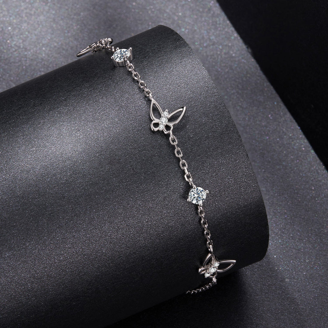 925 Sterling Silver White Gold Plated Bracelet with Moissanite, 15+6cm, for Women  DestGlow