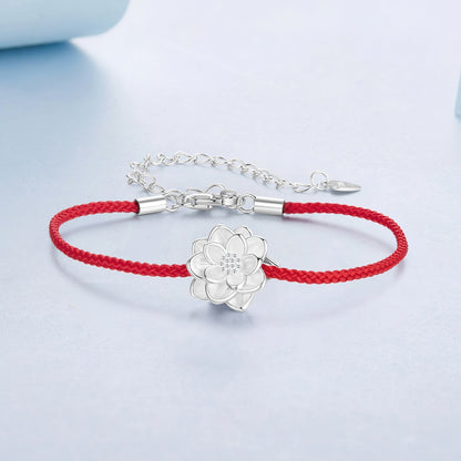 925 Sterling Silver Bracelet with White Gold Plating and Cotton Cord for Women  DestGlow