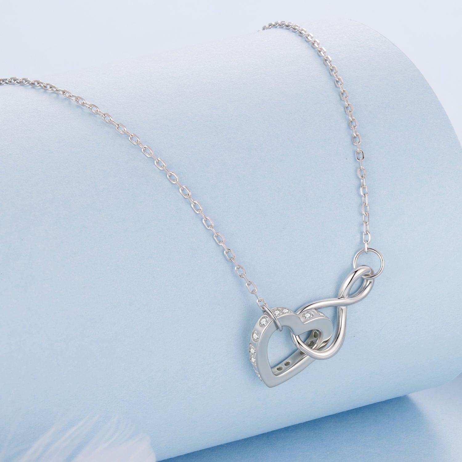 925 Sterling Silver Necklace with Pavé Setting CZ, 40+5cm, Plated White Gold, Women  DestGlow