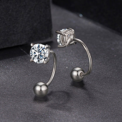 925 Sterling Silver Moissanite 0.1ct Earrings 1.3cm for Women