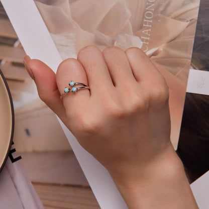 925 Sterling Silver Translucent Opal Ring for Women by Bids.com
