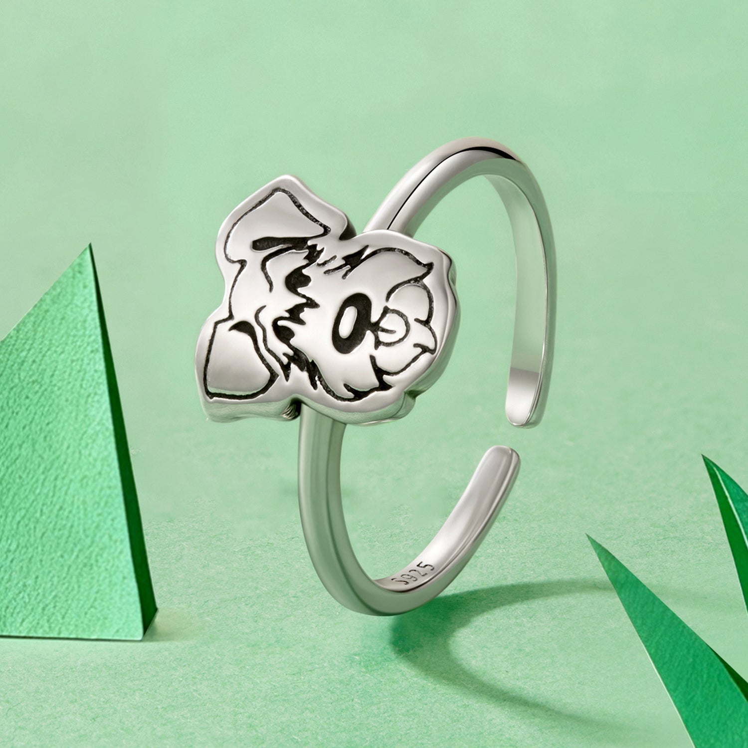 925 Sterling Silver Oxidized Silver Dog Ring for Women  DestGlow