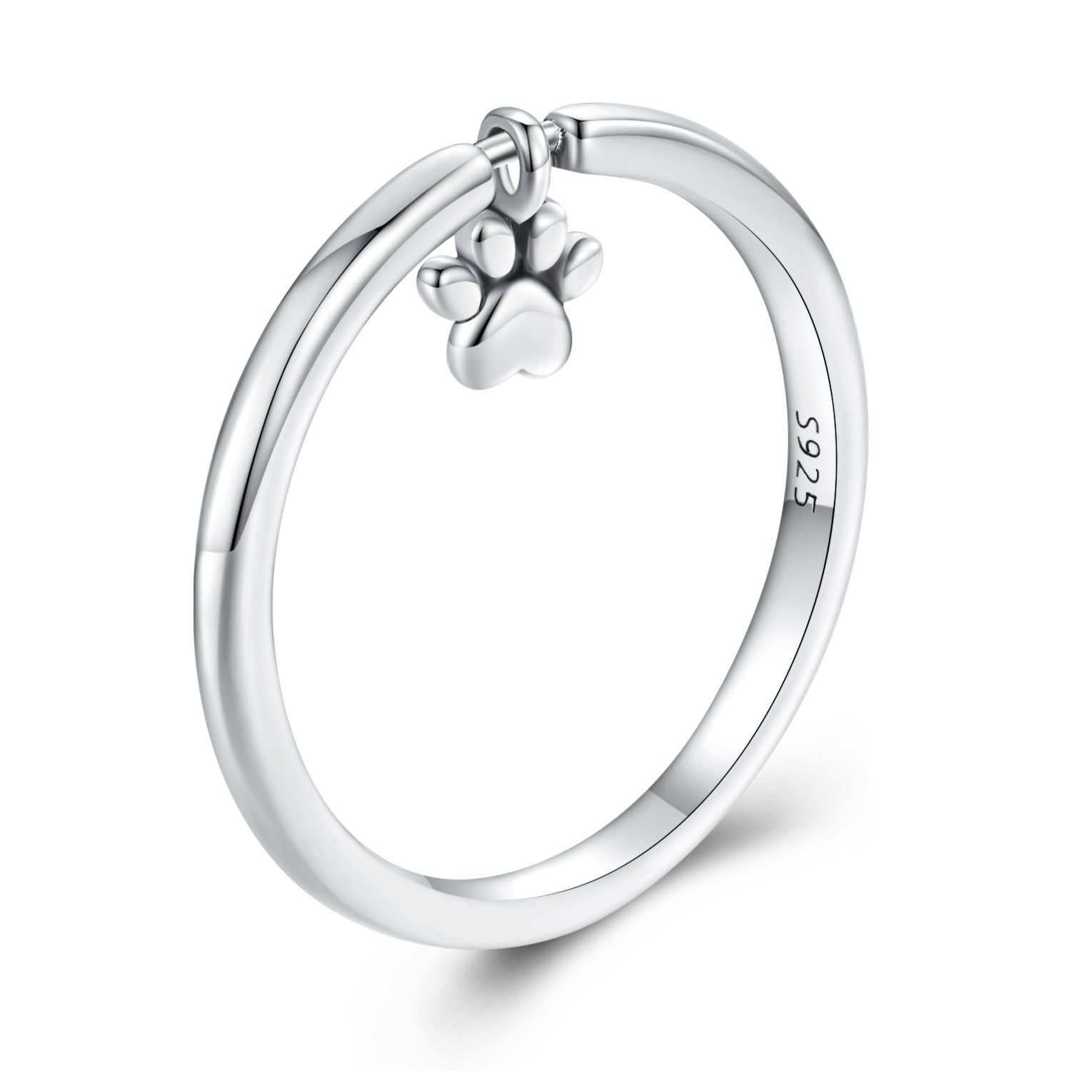 925 Sterling Silver Oxidized Round Paw Print Ring Size 6.0 for Women  DestGlow