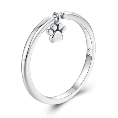 925 Sterling Silver Oxidized Round Paw Print Ring Size 6.0 for Women  DestGlow
