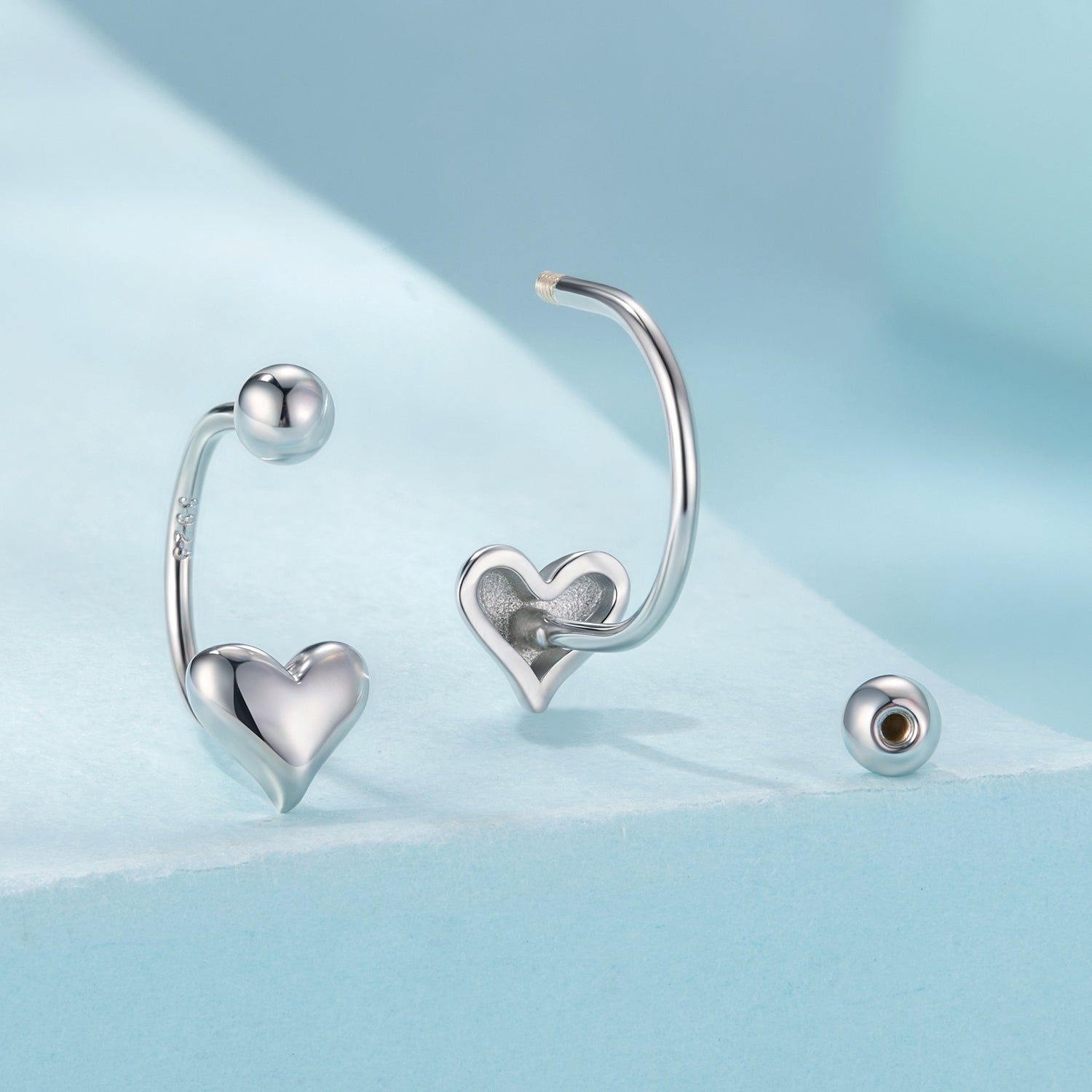 925 Sterling Silver Earrings with White Gold Plating, 1.3x0.58cm for Women  DestGlow