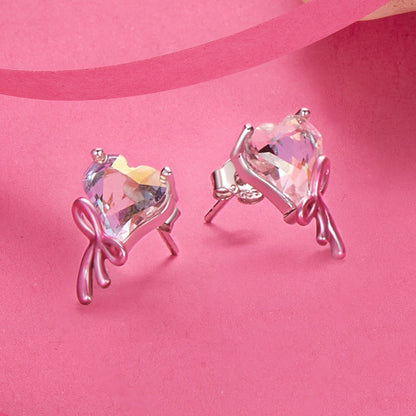 925 Sterling Silver Enamel Earrings with Transparent Glass for Women  DestGlow