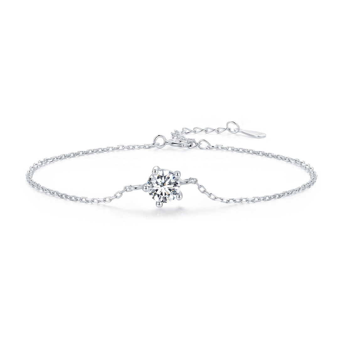 S925 Sterling Silver Moissanite Bracelet 15+3cm for Women  DestGlow