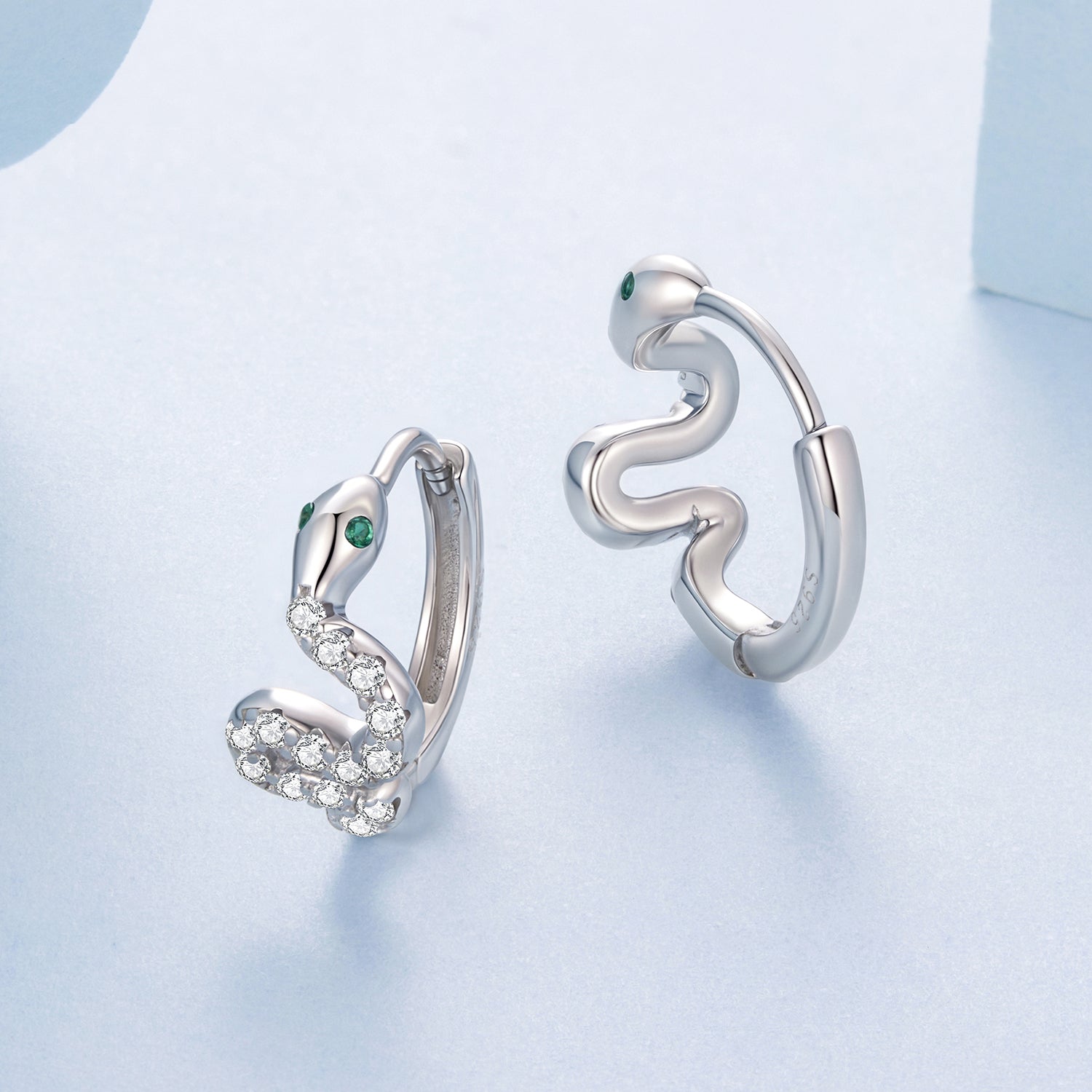 925 Sterling Silver Hoop Earrings with White Gold Plating and CZ Stones  DestGlow