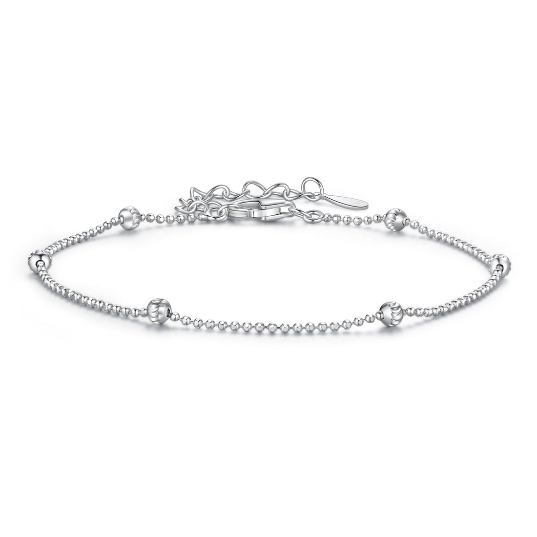 925 Sterling Silver &amp; Plated White Gold Bracelet with Adjustable Length  DestGlow