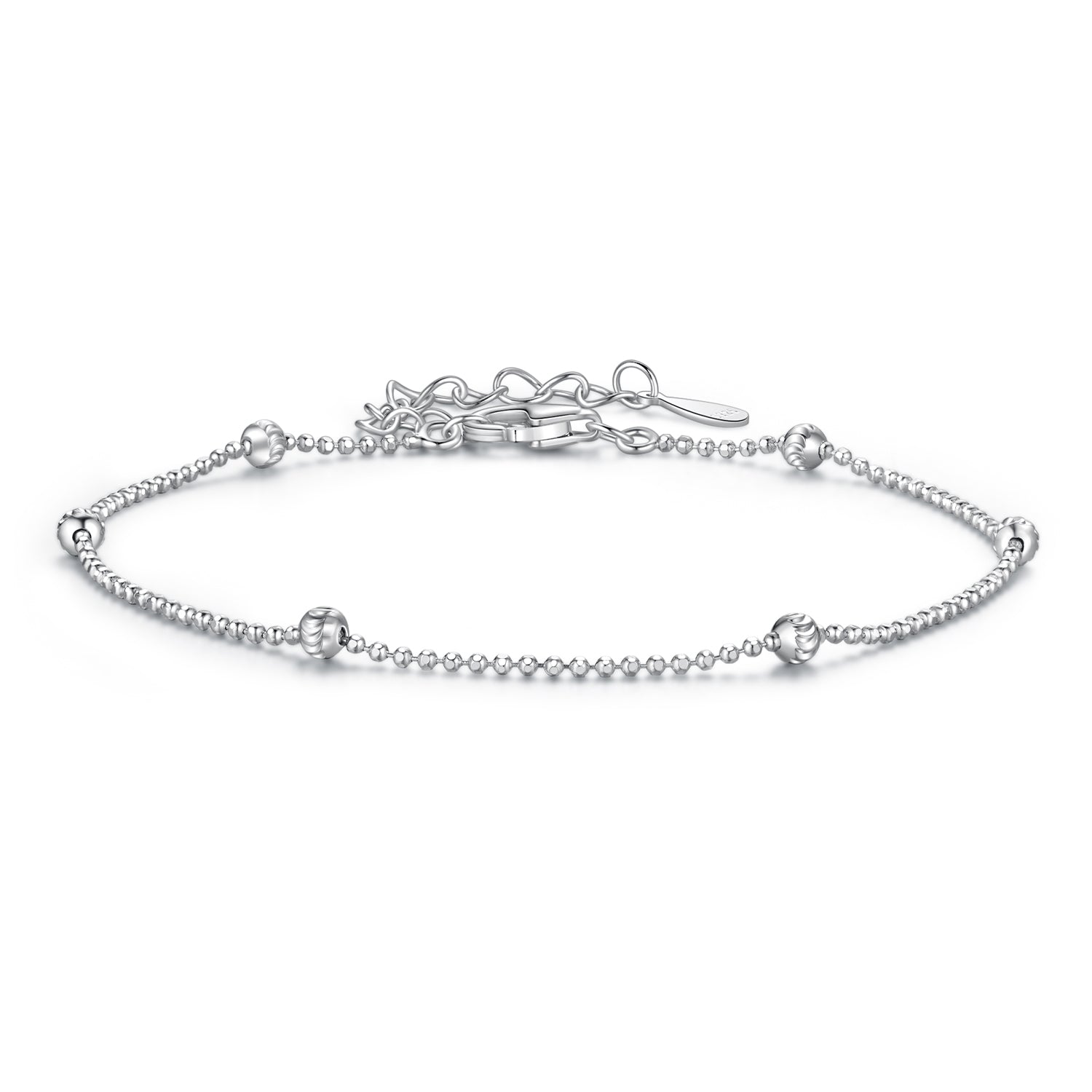 925 Sterling Silver &amp; Plated White Gold Bracelet with Adjustable Length  DestGlow