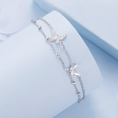 925 Sterling Silver Bracelets with Platinum Plating and CZ Stones - 150+60mm  DestGlow