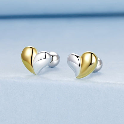 925 Sterling Silver &amp; Plated Gold Earrings for Women - 0.5*0.6cm  DestGlow