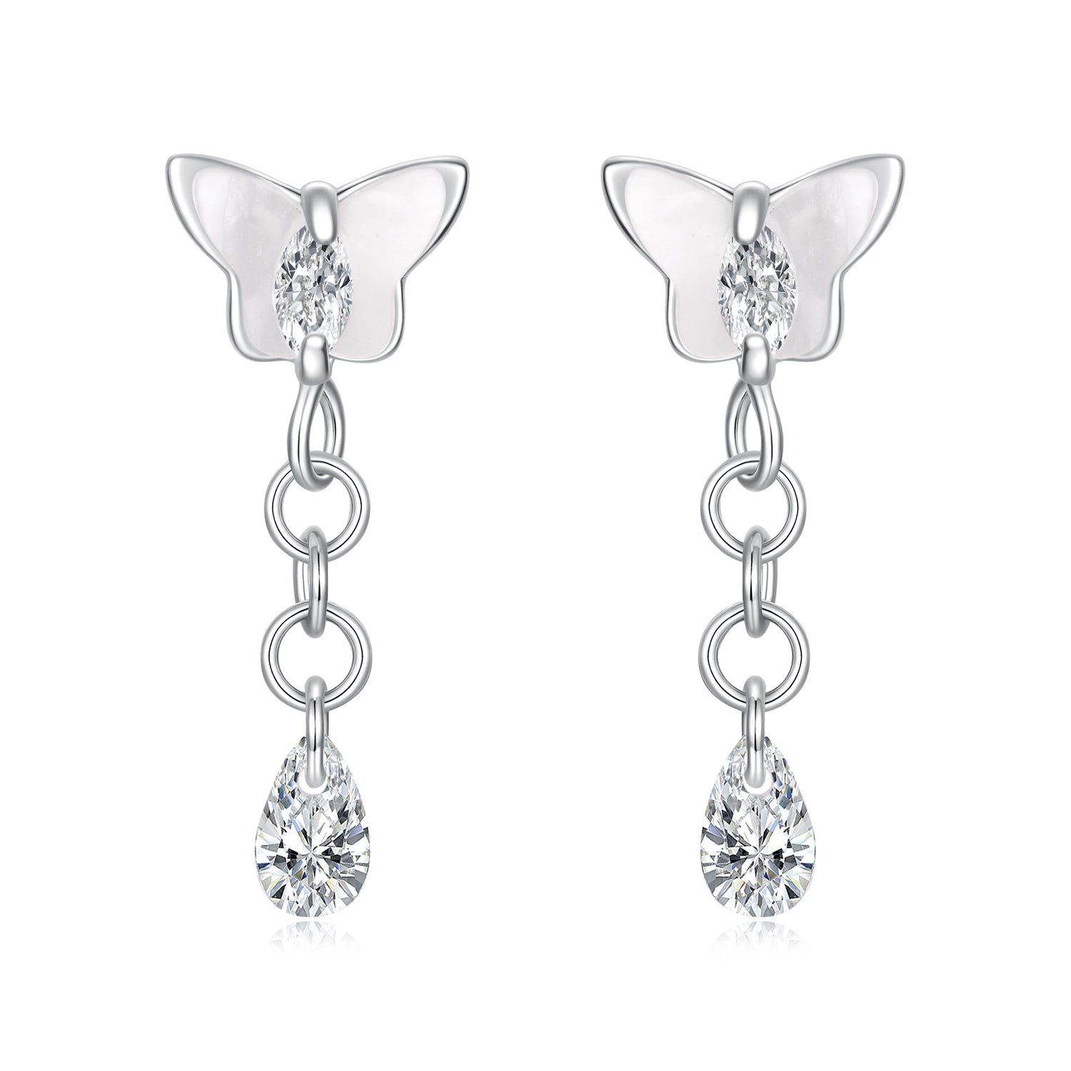 925 Sterling Silver &amp; Brass Earrings with White Gold Plating, 2.0x0.8cm for Women
