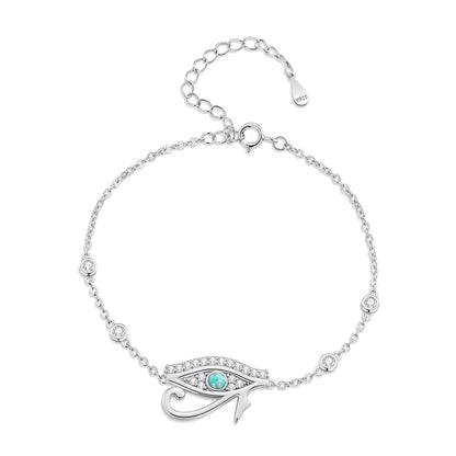925 Sterling Silver Pavé Setting CZ &amp; Translucent Opal Bracelet 160+50mm for Women  DestGlow