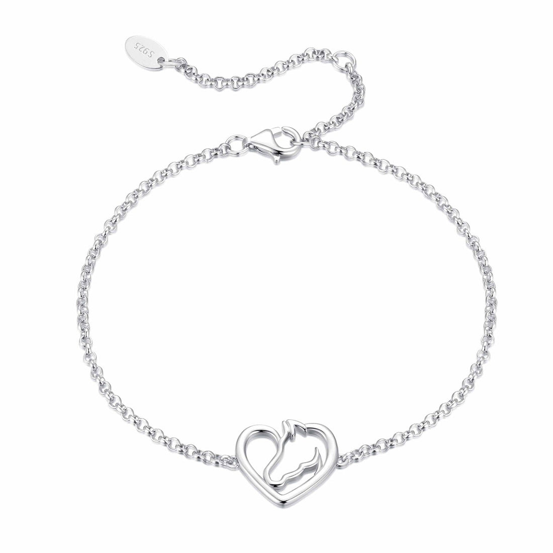 925 Sterling Silver Plated White Gold Bracelet 21cm for Women  DestGlow