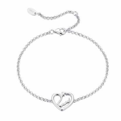 925 Sterling Silver Plated White Gold Bracelet 21cm for Women  DestGlow
