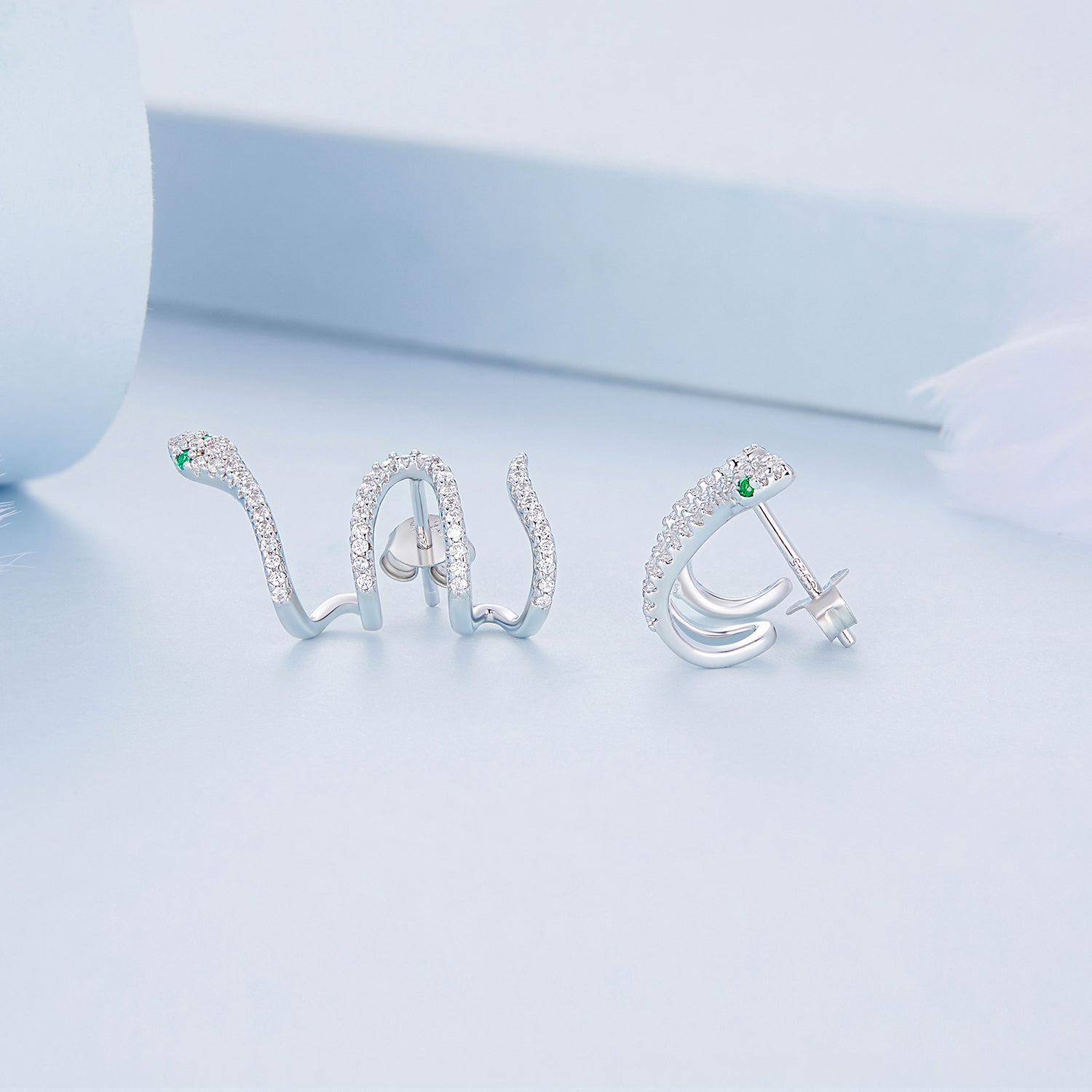 925 Sterling Silver Earrings with Plated Platinum and Pavé Setting CZ, 1.5x2.2cm for Women  DestGlow