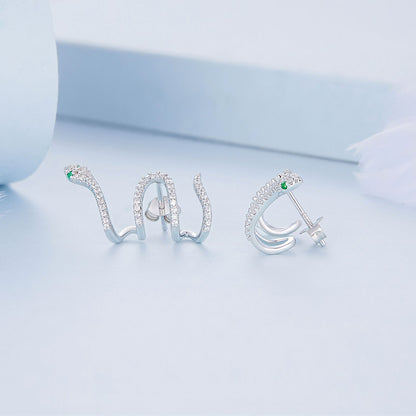 925 Sterling Silver Earrings with Plated Platinum and Pavé Setting CZ, 1.5x2.2cm for Women  DestGlow