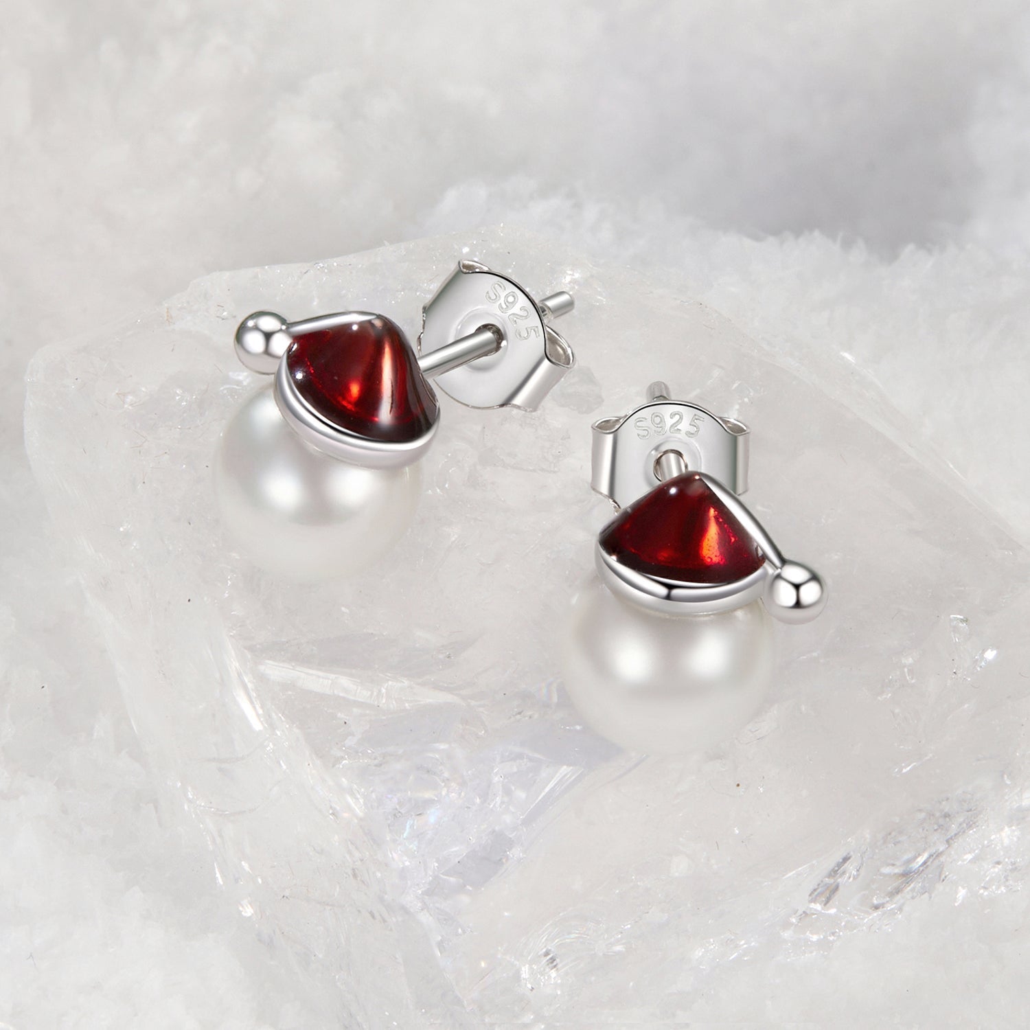 925 Sterling Silver White Gold Plated Enamel Earrings with Shell Pearl for Women  DestGlow