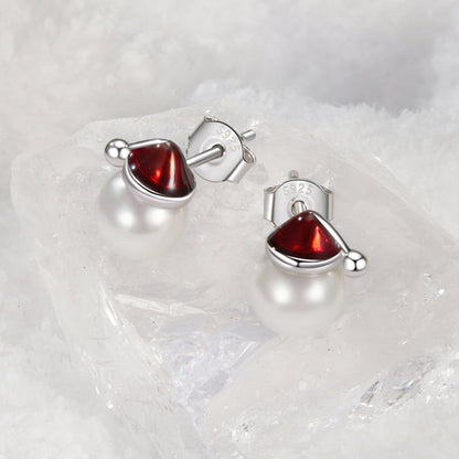 925 Sterling Silver White Gold Plated Enamel Earrings with Shell Pearl for Women  DestGlow