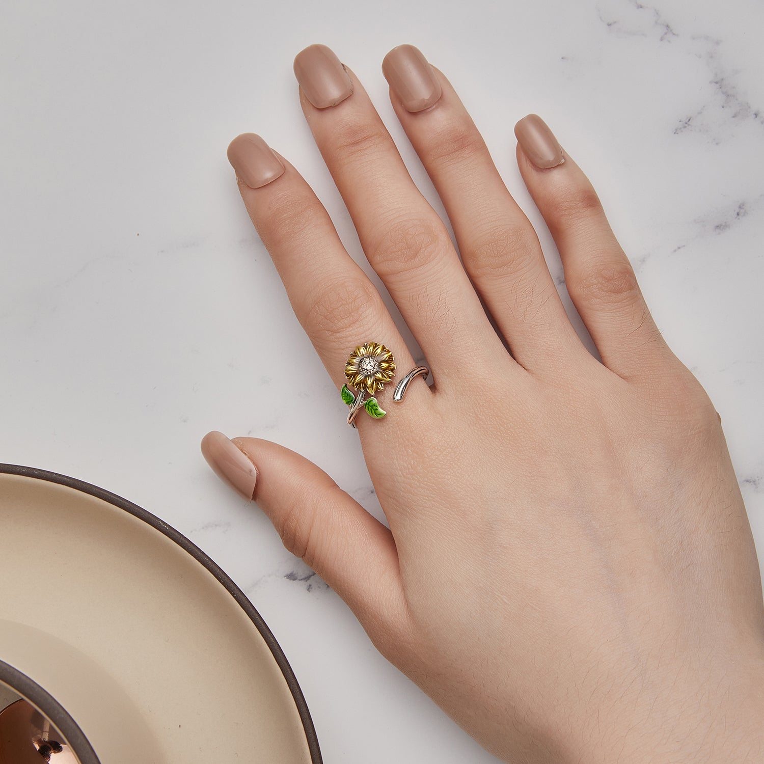 925 Sterling Silver Enamel Pavé Setting CZ Oxidized Silver Ring  DestGlow