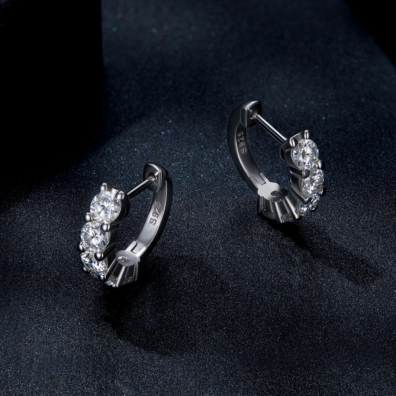 S925 Sterling Silver Moissanite Earrings, 1.3cm, Platinum Plated, for Women  DestGlow