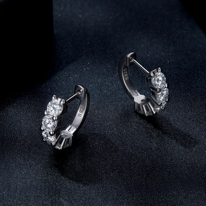 S925 Sterling Silver Moissanite Earrings, 1.3cm, Platinum Plated, for Women  DestGlow