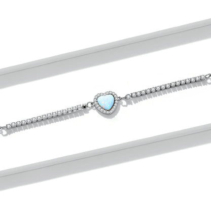 925 Sterling Silver Adjustable Bracelet with Translucent Opal and CZ for Women  DestGlow