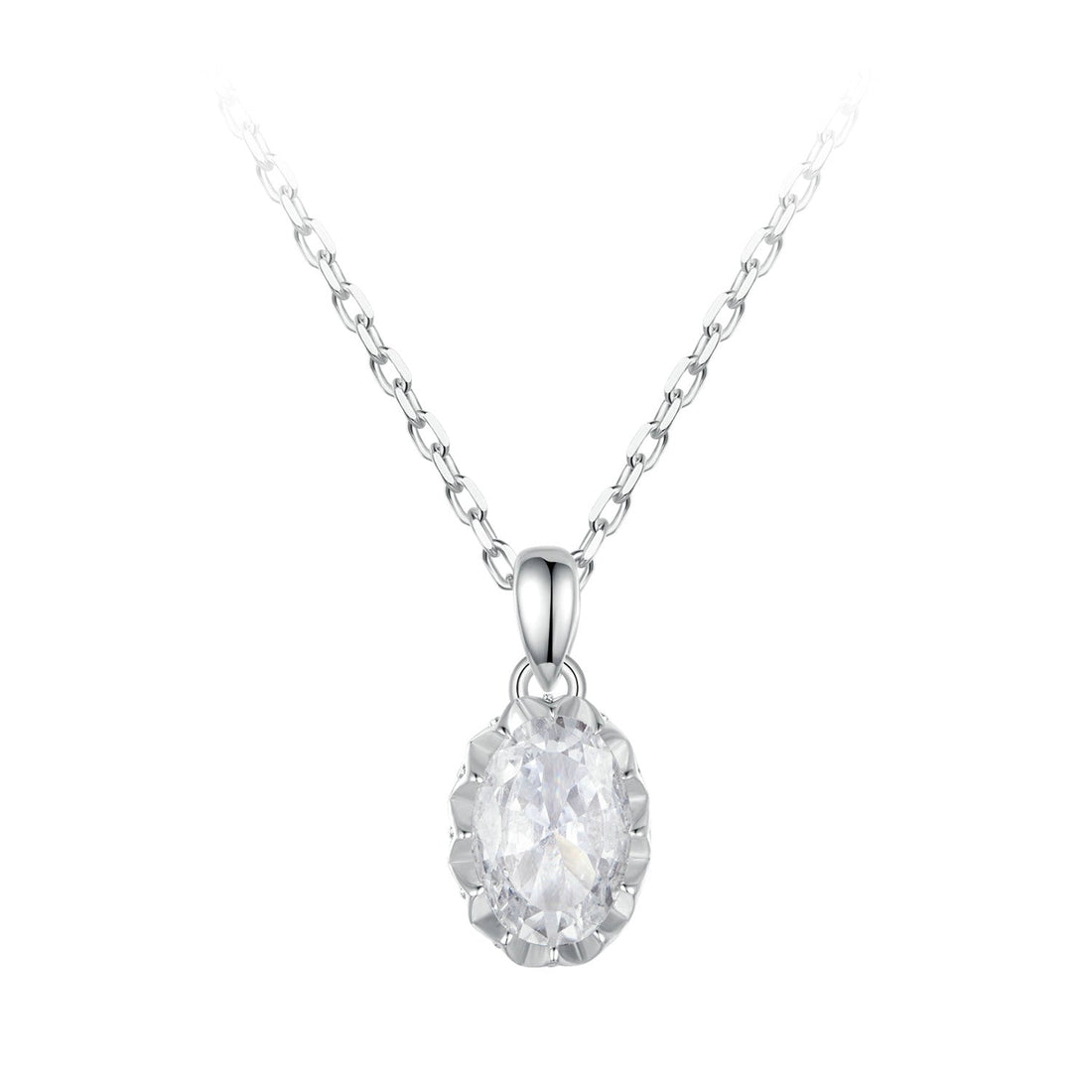 925 Sterling Silver 1 Carat Moissanite Necklace with Pavé Setting, 400 mm Length for Women  DestGlow