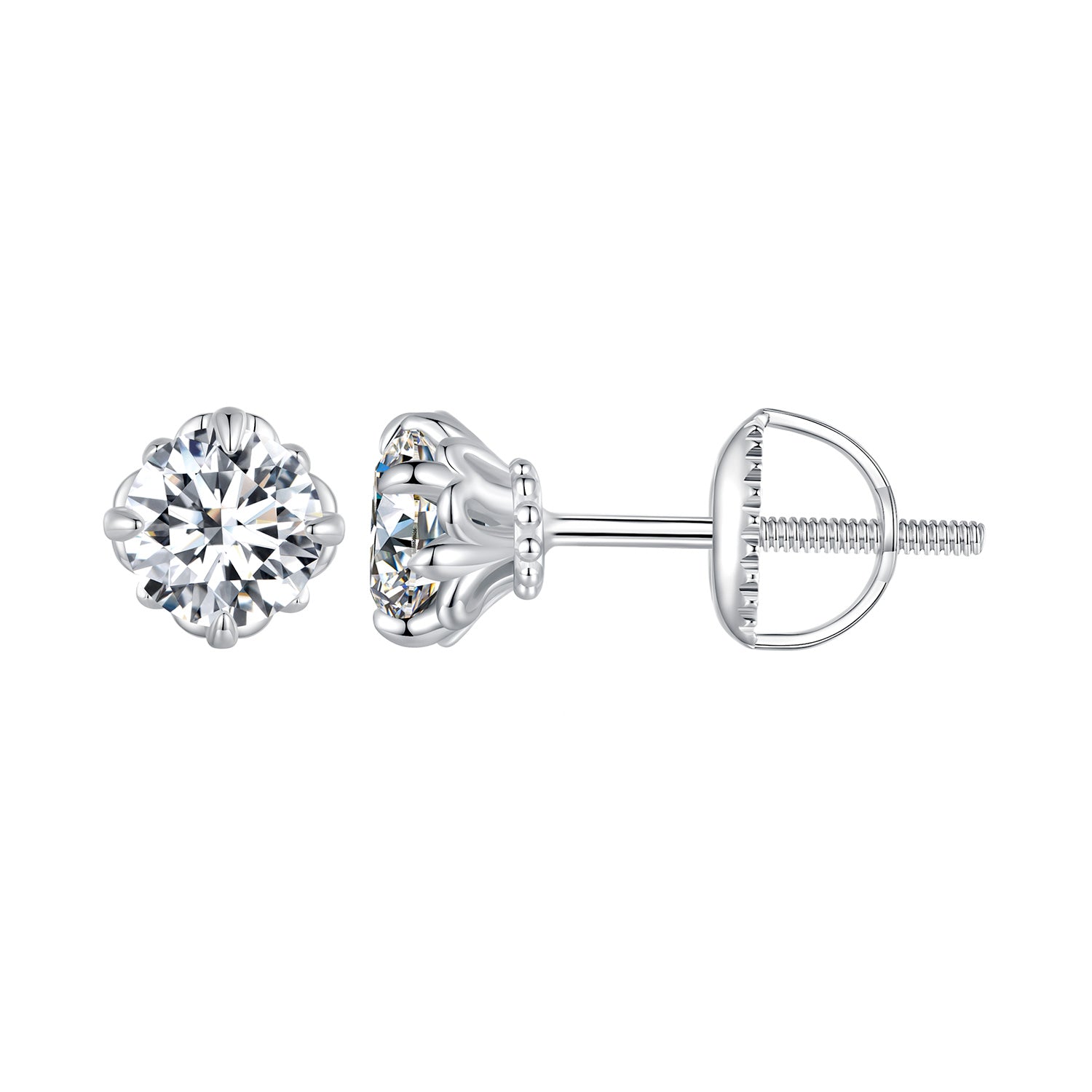 925 Sterling Silver &amp; Moissanite 0.7cm Earrings Style L for Women