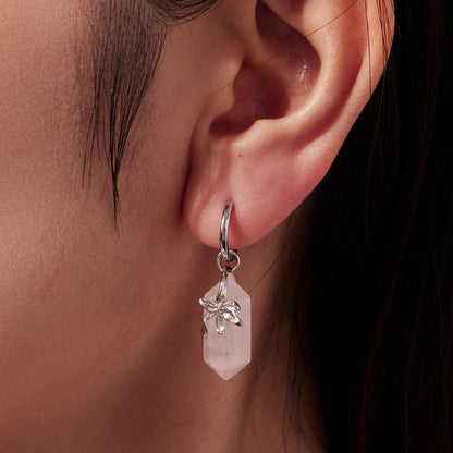 925 Sterling Silver Earrings with Natural Crystal and White Gold Plating  DestGlow