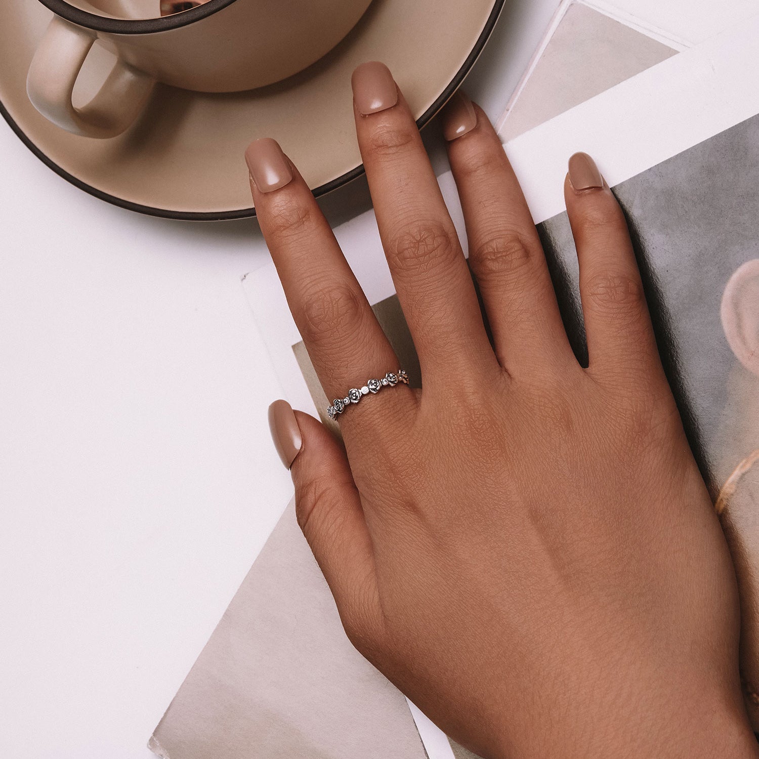 925 Sterling Silver Ring with Pavé Setting CZ - Size 6.0 - Oxidized Silver  DestGlow